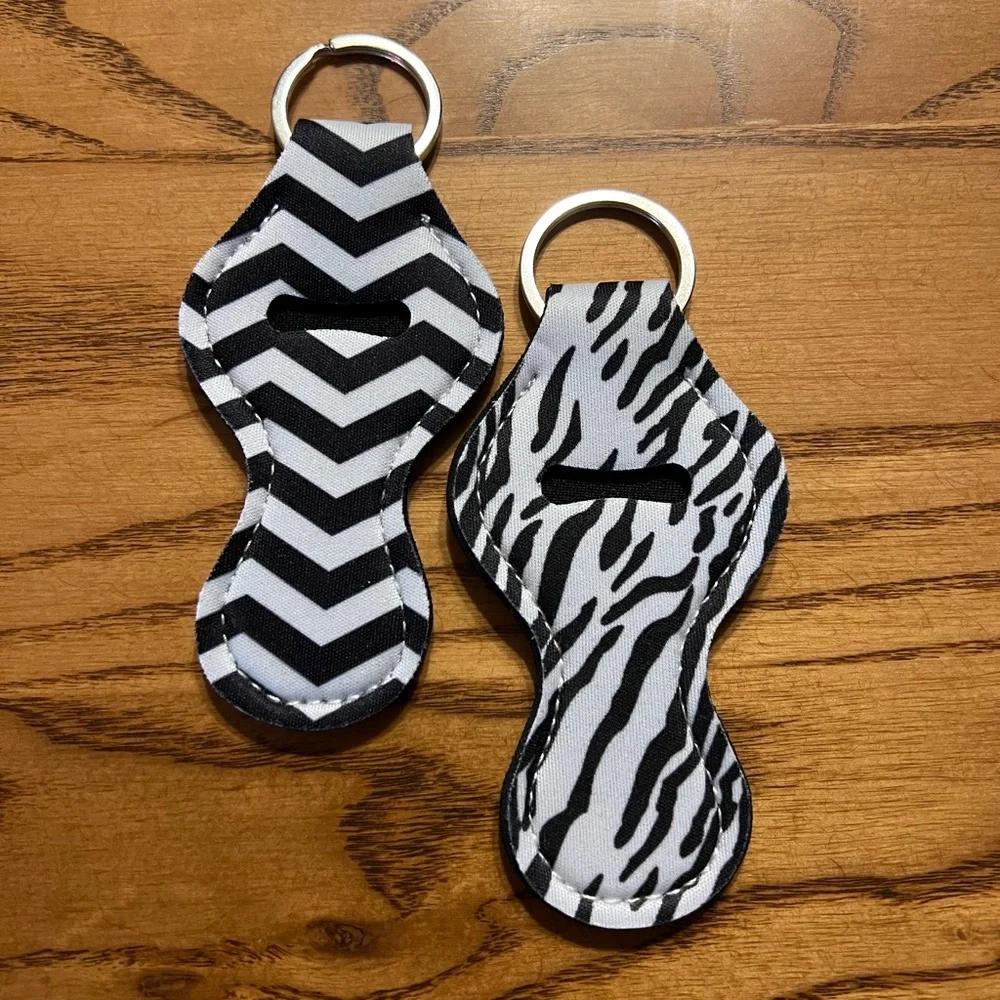 Black and White Chapstick Key Chain